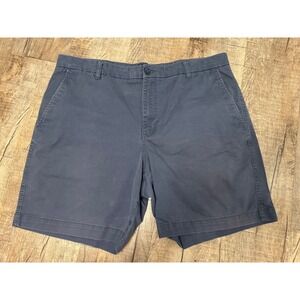 Chaps Mens Navy Blue Stretch Chino Shorts Size 40 Flat Front Cotton Blend Casual